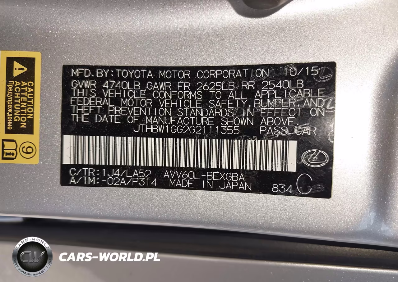 2016 Lexus Es 300H VIN:JTHBW1GG2G2111355 - 9