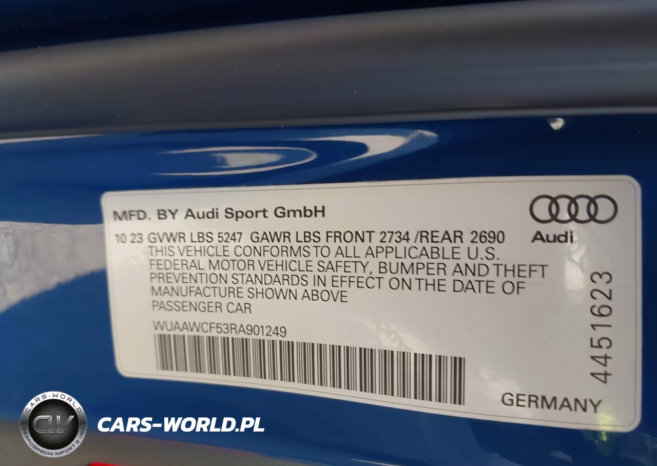 2024 Audi Rs 5 Sportback Tfsi Quattro Tiptronic VIN:WUAAWCF53RA901249 - 9