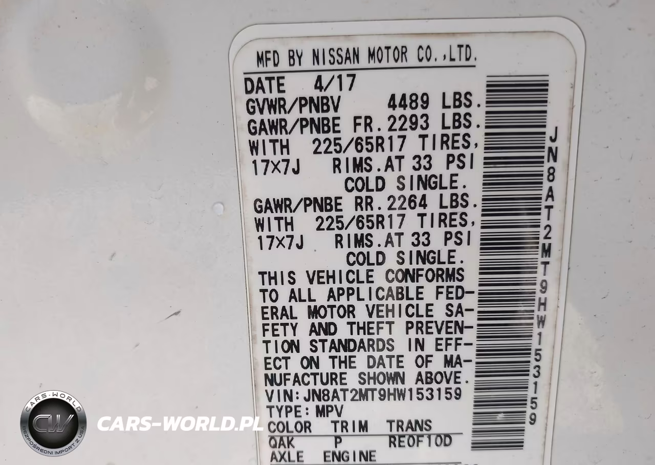 2017 Nissan Rogue Sv VIN:JN8AT2MT9HW153159 - 9