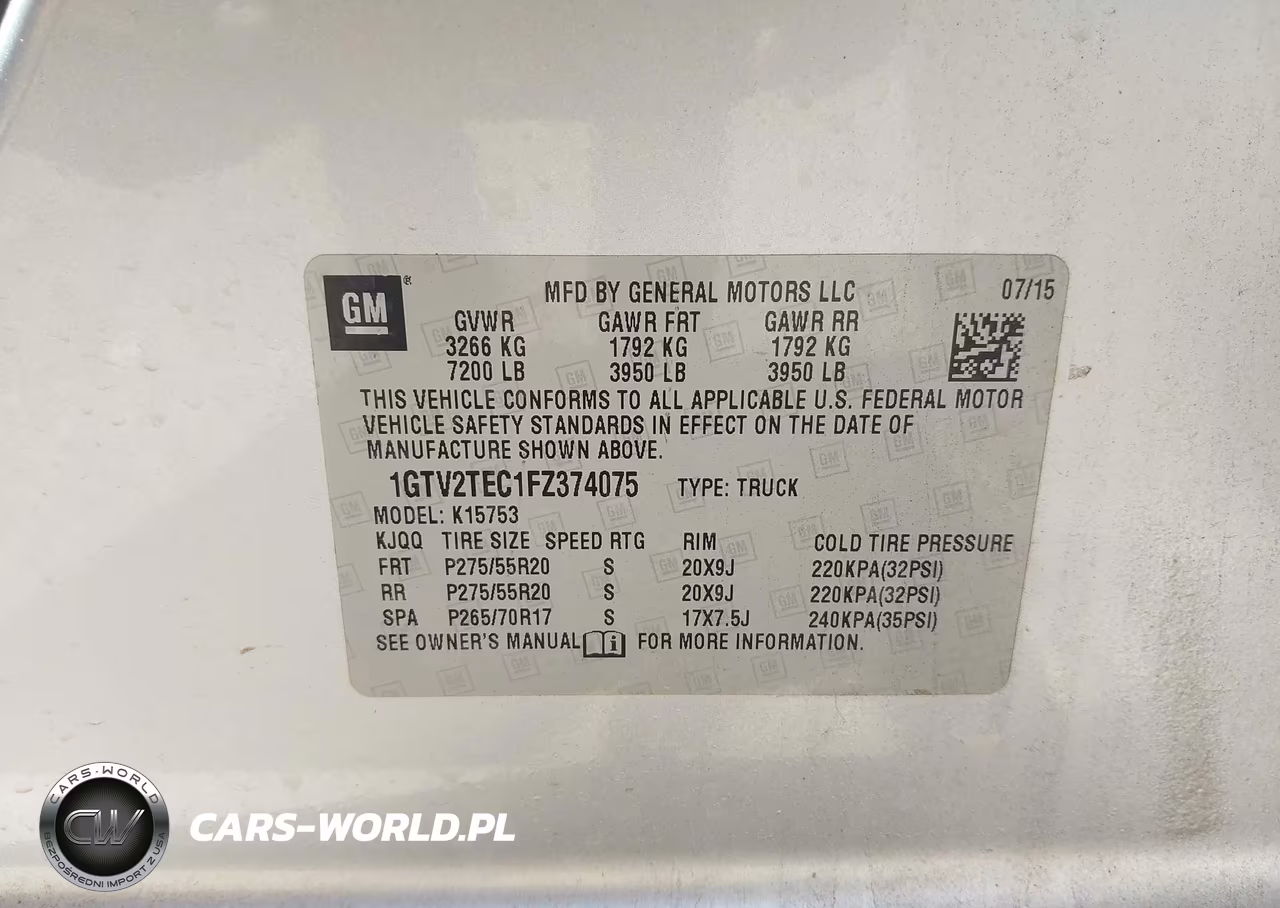 2015 GMC Sierra 1500 VIN:1GTV2TEC1FZ374075 - 9
