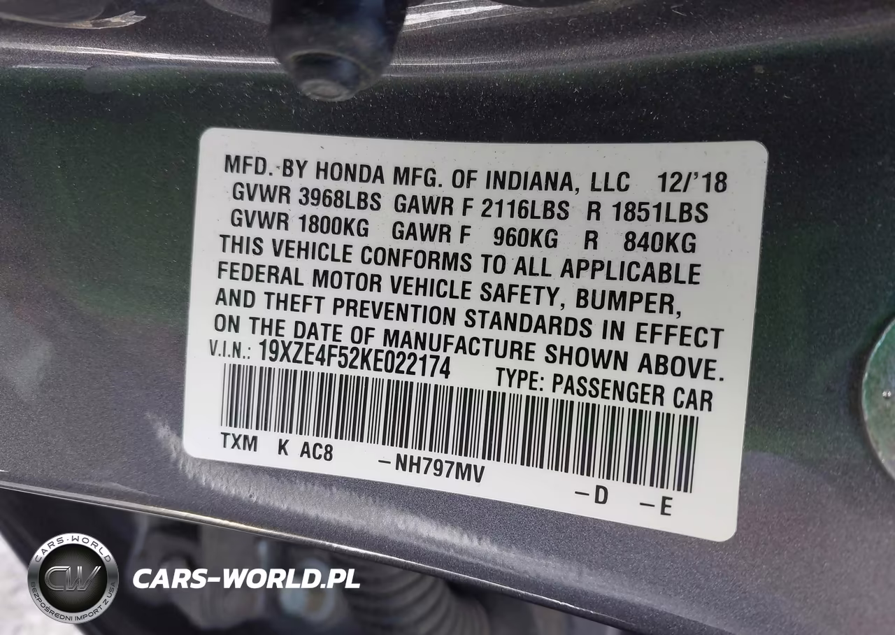 2019 Honda Insight Ex VIN:19XZE4F52KE022174 - 9