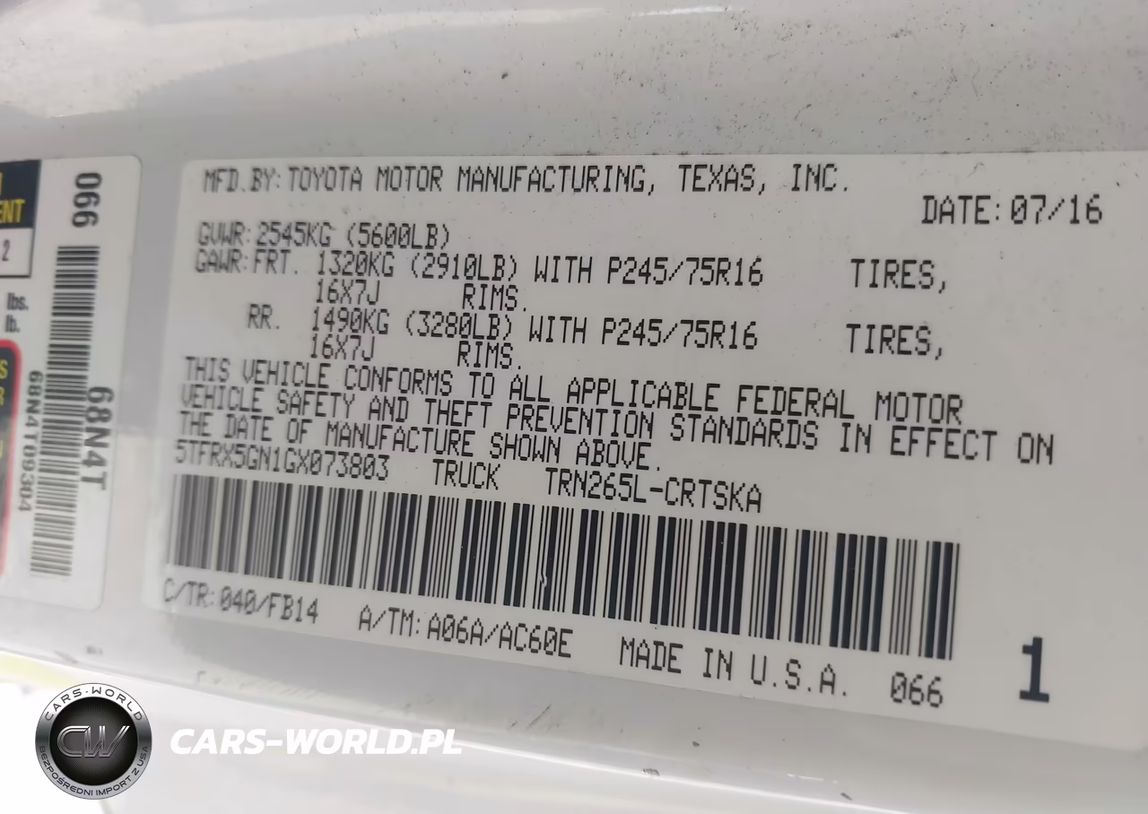 2016 Toyota Tacoma Sr VIN:5TFRX5GN1GX073803 - 9