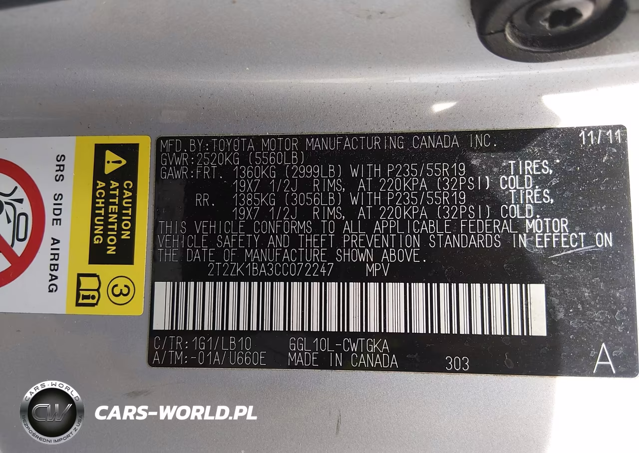 2012 Lexus Rx 350 VIN:2T2ZK1BA3CC072247 - 9