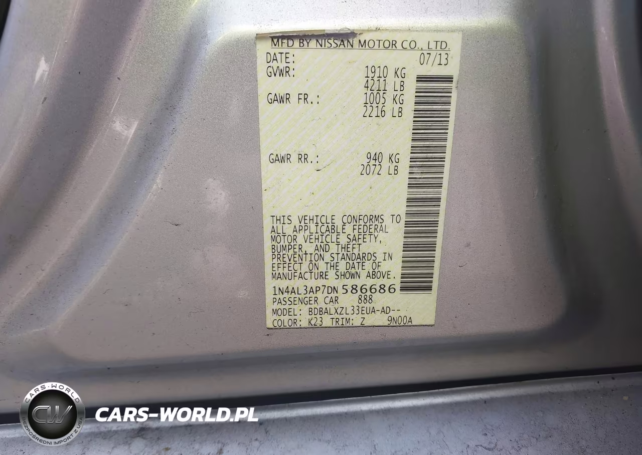 2013 Nissan Altima 2.5 Sl VIN:1N4AL3AP7DN586686 - 9
