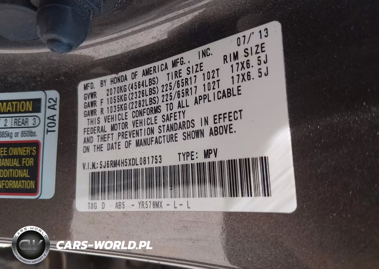 2013 Honda Cr-V Ex VIN:5J6RM4H5XDL081753 - 9