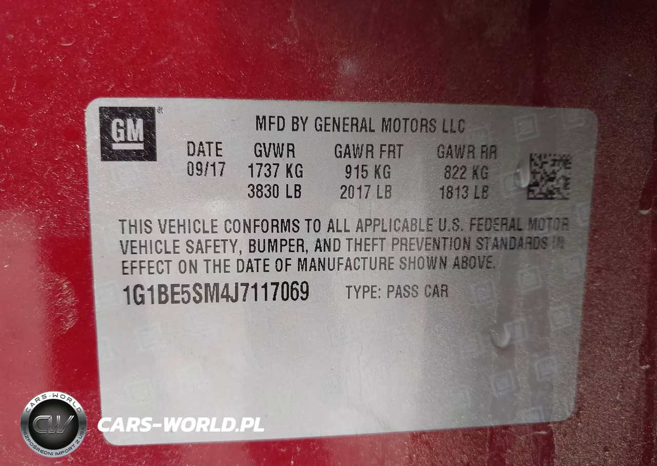 2018 CHEVROLET CRUZE LT VIN:1G1BE5SM4J7117069 - 9