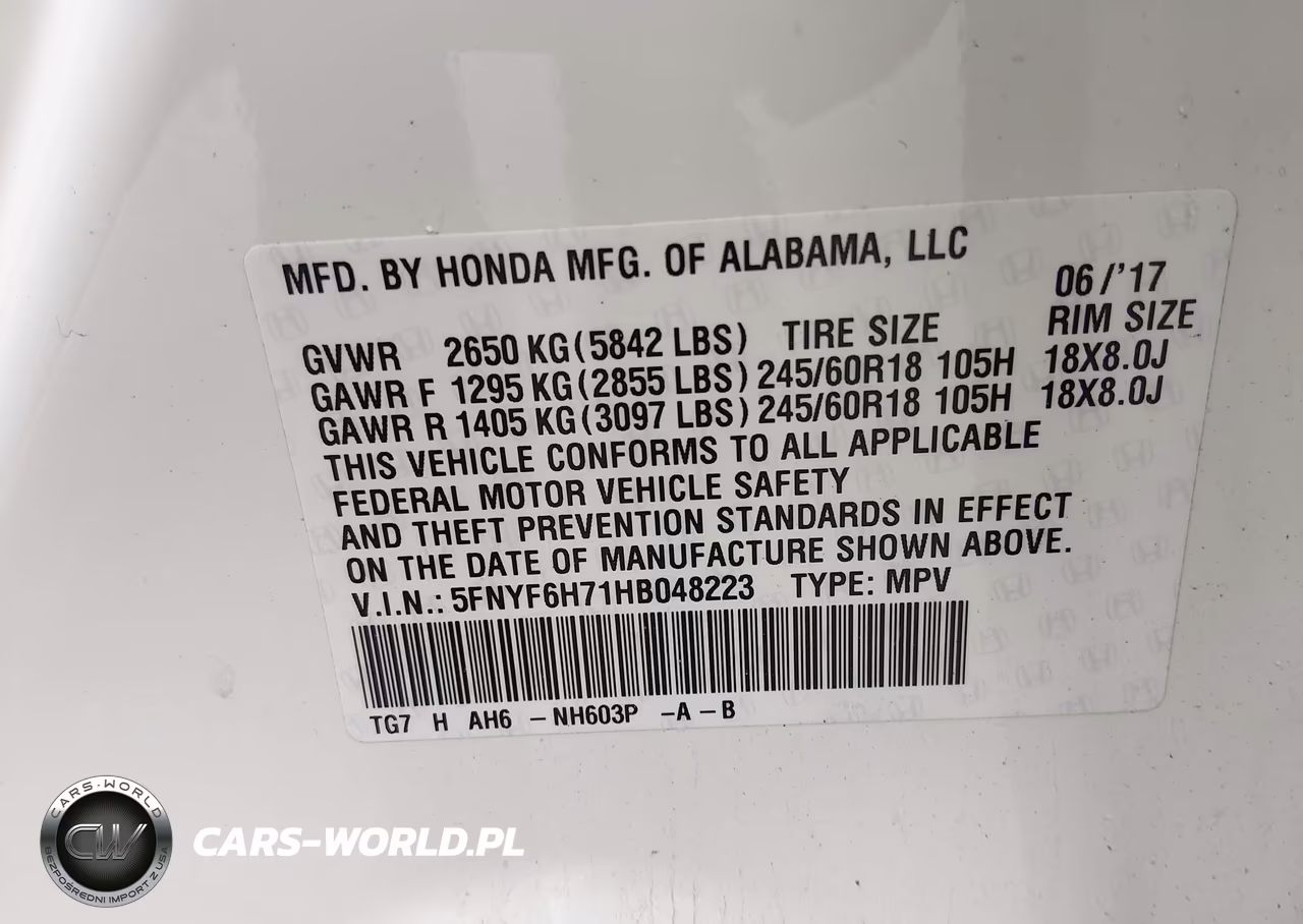 2017 Honda Pilot Ex-L VIN:5FNYF6H71HB048223 - 9