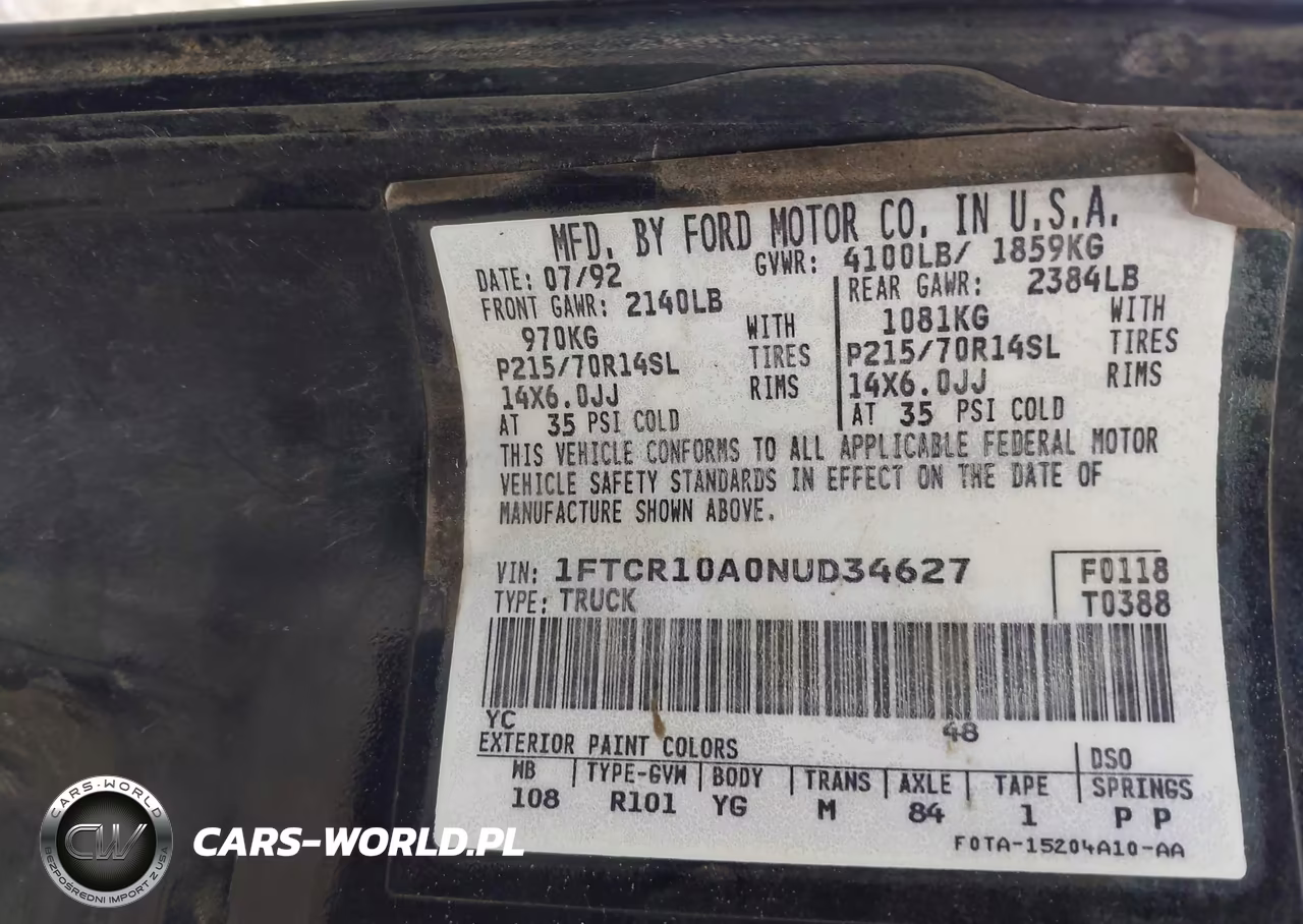 1992 Ford Ranger VIN:1FTCR10A0NUD34627 - 9