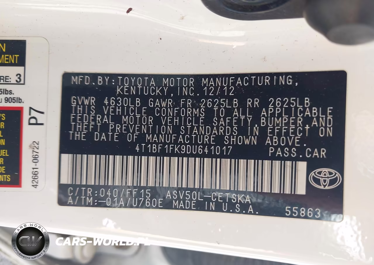 2013 Toyota Camry Se VIN:4T1BF1FK9DU641017 - 9