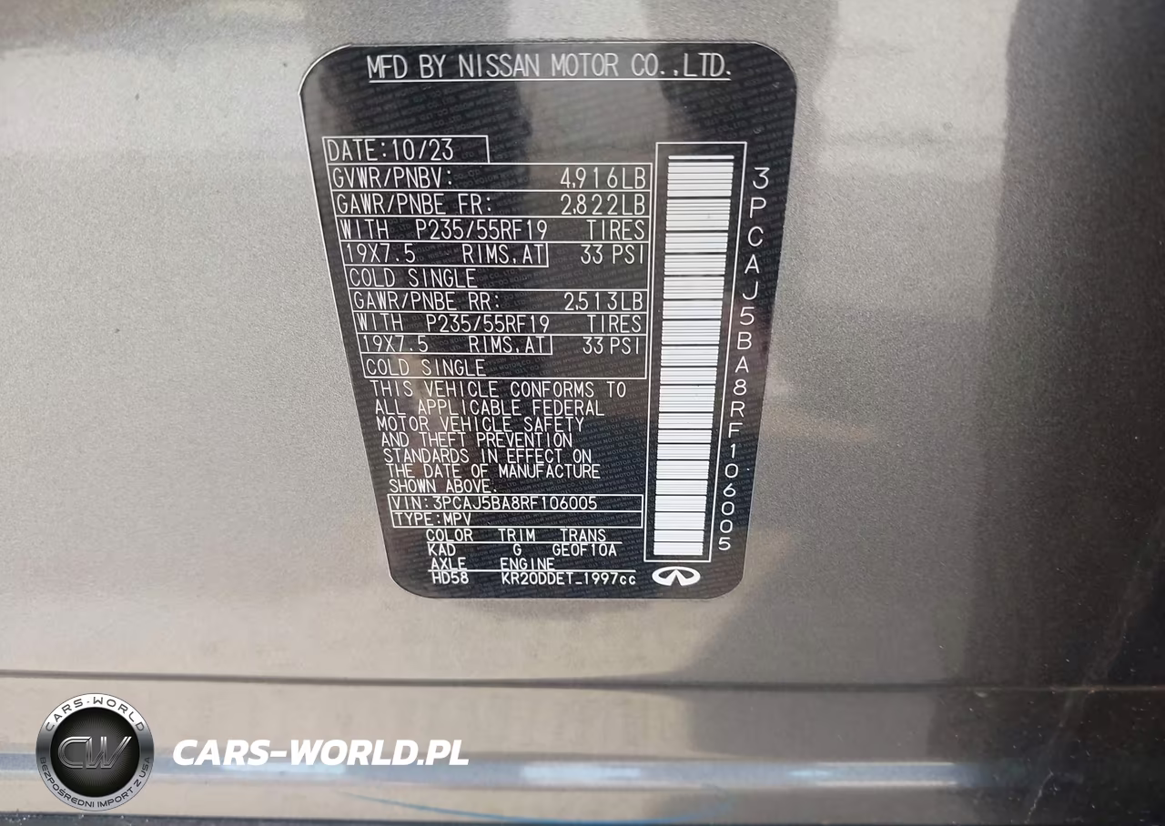 2024 Infiniti Qx50 Luxe VIN:3PCAJ5BA8RF106005 - 9