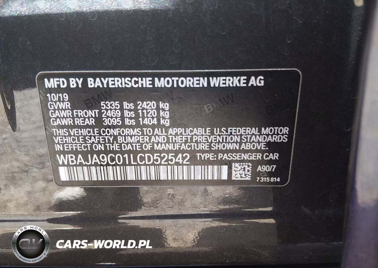 2020 BMW 530E Iperformance VIN:WBAJA9C01LCD52542 - 9
