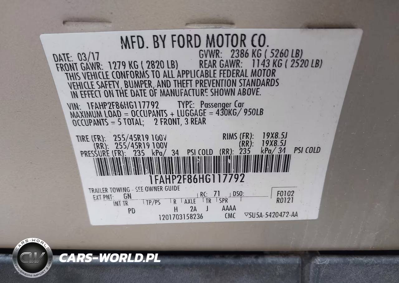 2017 Ford Taurus Limited VIN:1FAHP2F86HG117792 - 9