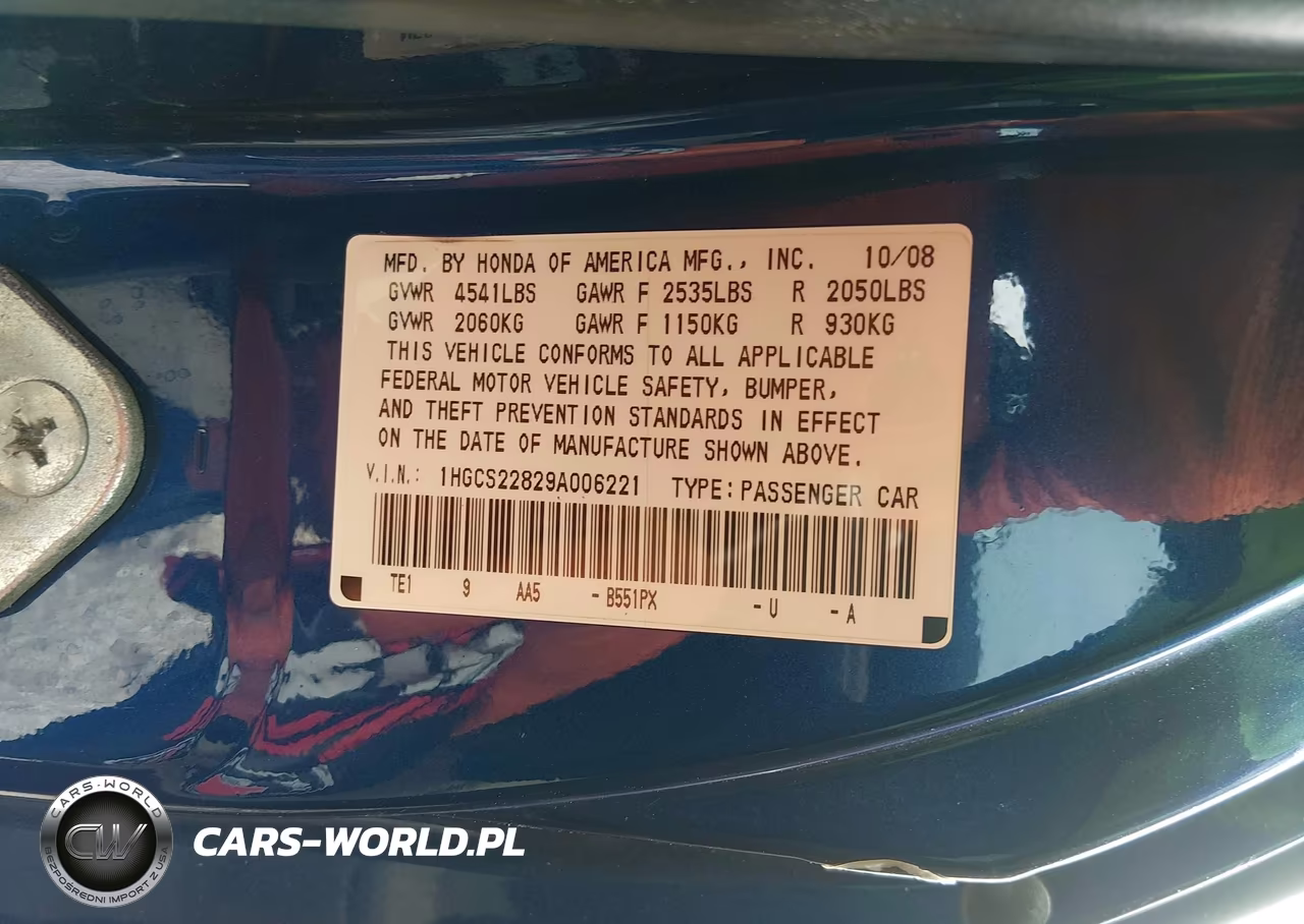 2009 Honda Accord 3.5 Ex-L VIN:1HGCS22829A006221 - 9
