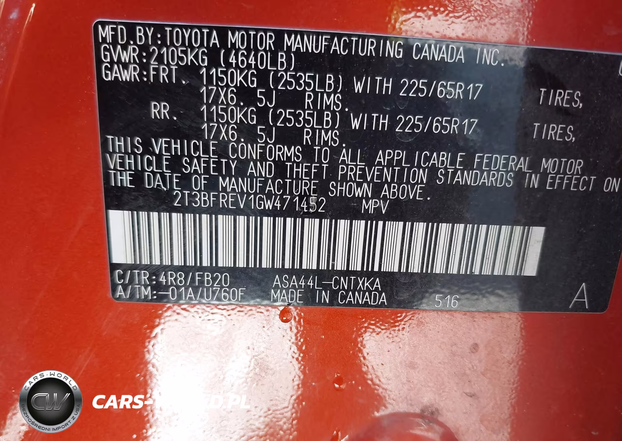 2016 Toyota Rav4 Le VIN:2T3BFREV1GW471452 - 9