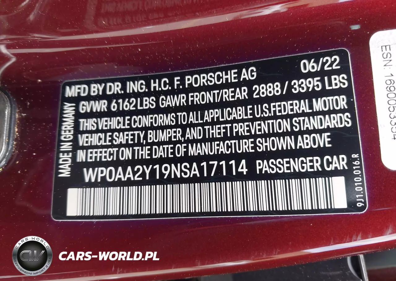 2022 Porsche Taycan VIN:WP0AA2Y19NSA17114 - 9