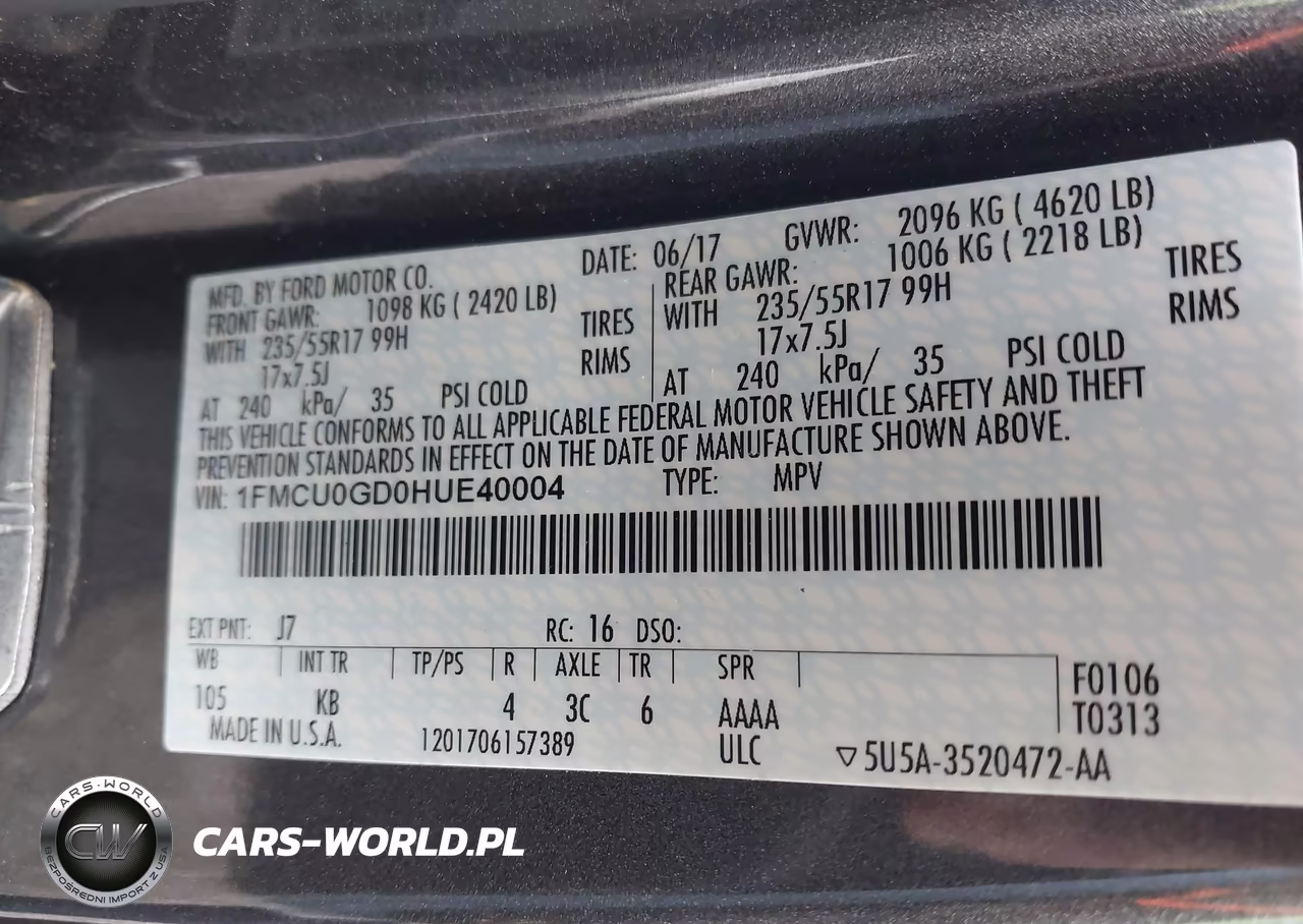 2017 Ford Escape Se VIN:1FMCU0GD0HUE40004 - 9