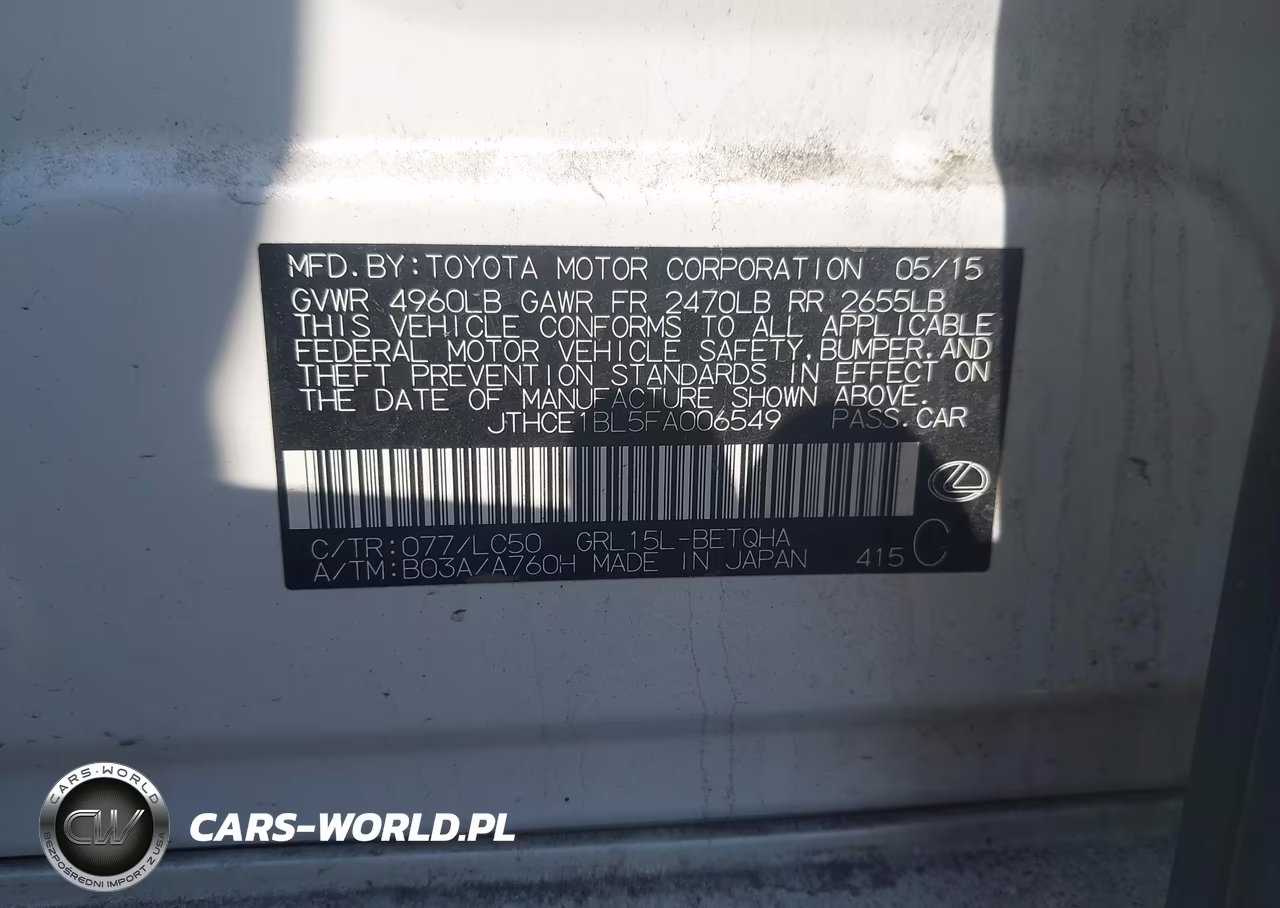 2015 Lexus Gs 350 VIN:JTHCE1BL5FA006549 - 9