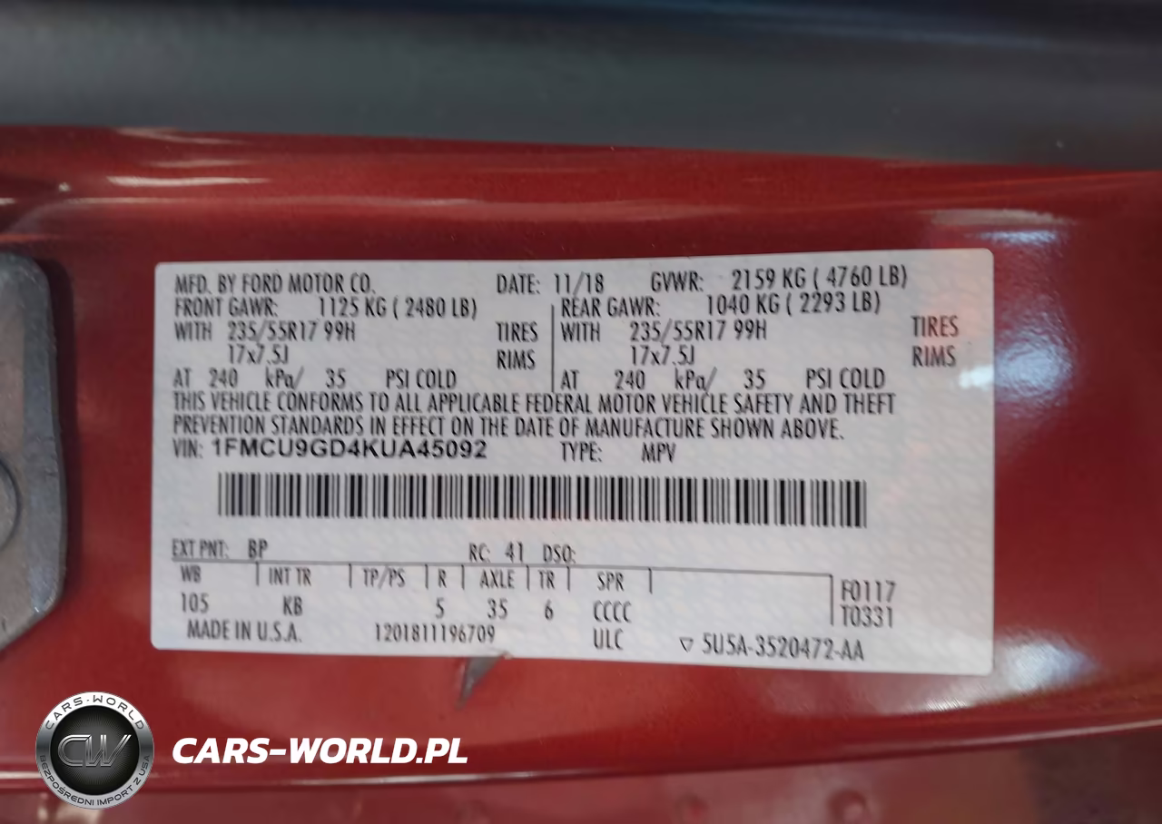 2019 Ford Escape Se VIN:1FMCU9GD4KUA45092 - 9