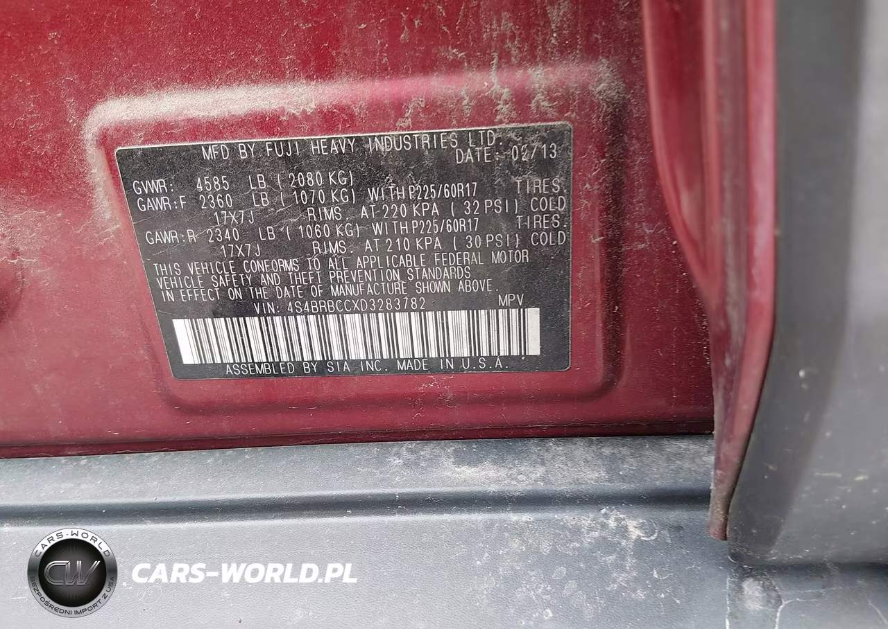 2013 Subaru Outback 2.5I Premium VIN:4S4BRBCCXD3283782 - 9