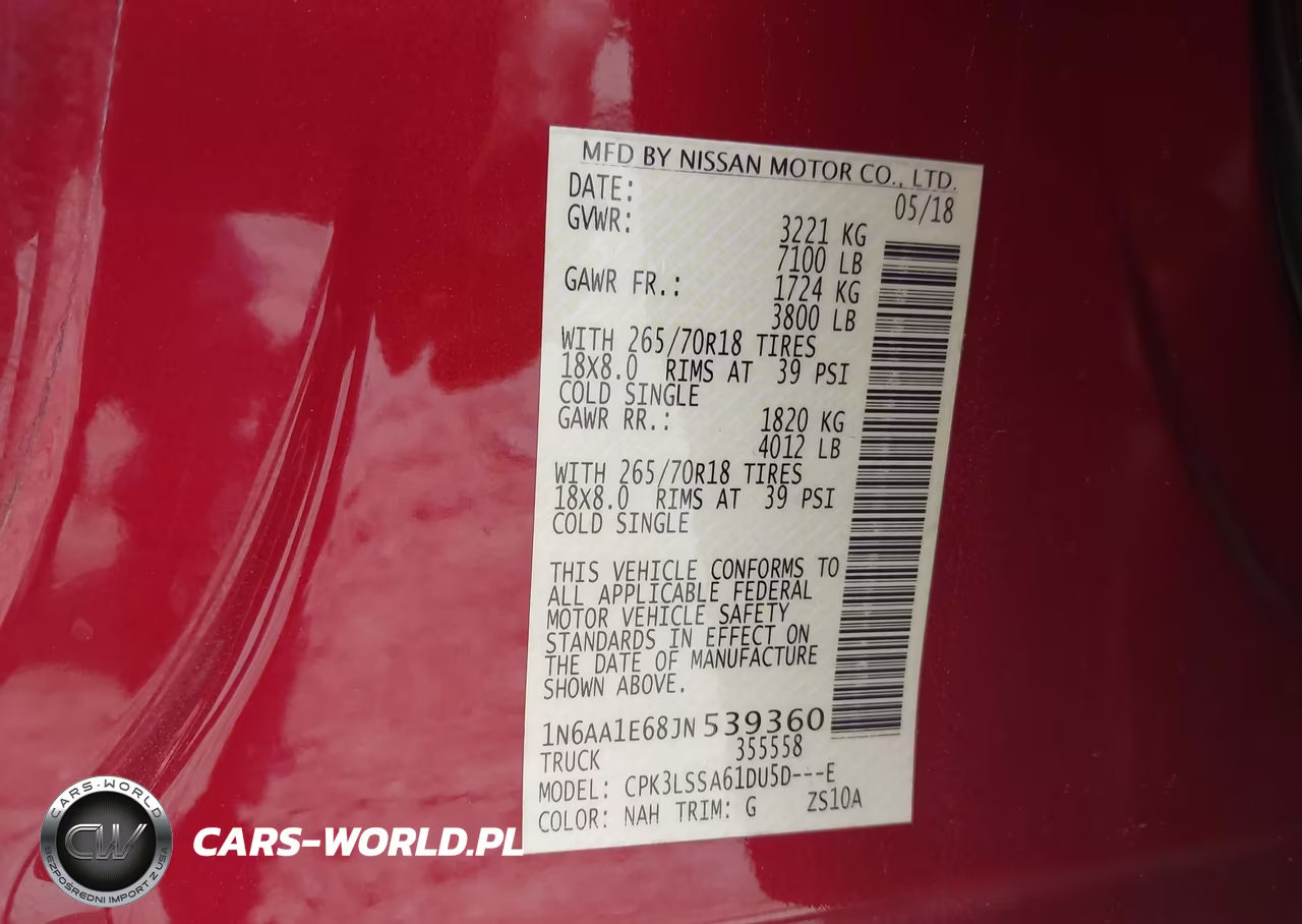 2018 Nissan Titan Sv VIN:1N6AA1E68JN539360 - 9