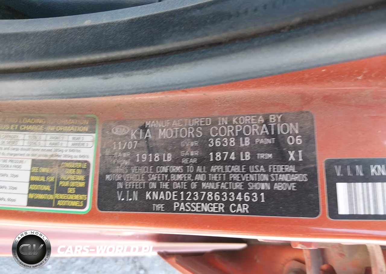 2008 Kia Rio Lx VIN:KNADE123786334631 - 9