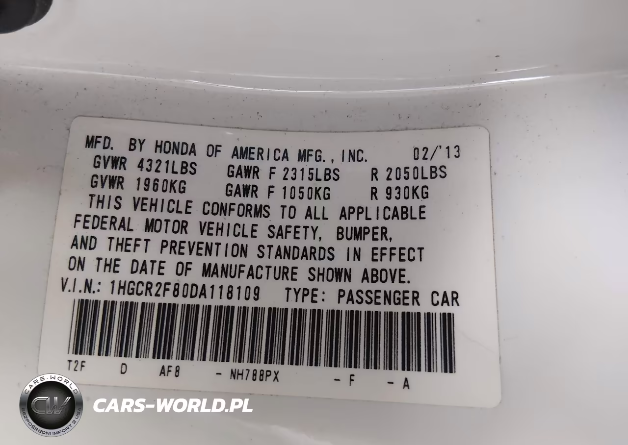2013 Honda Accord Ex-L VIN:1HGCR2F80DA118109 - 9