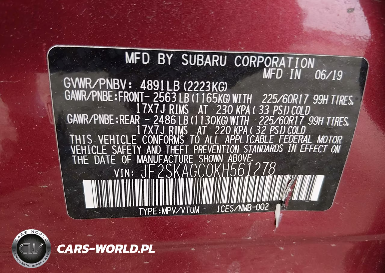 2019 Subaru Forester Premium VIN:JF2SKAGC0KH561278 - 9