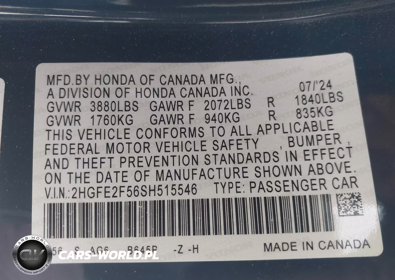 2025 Honda Civic Sport VIN:2HGFE2F56SH515546 - 9
