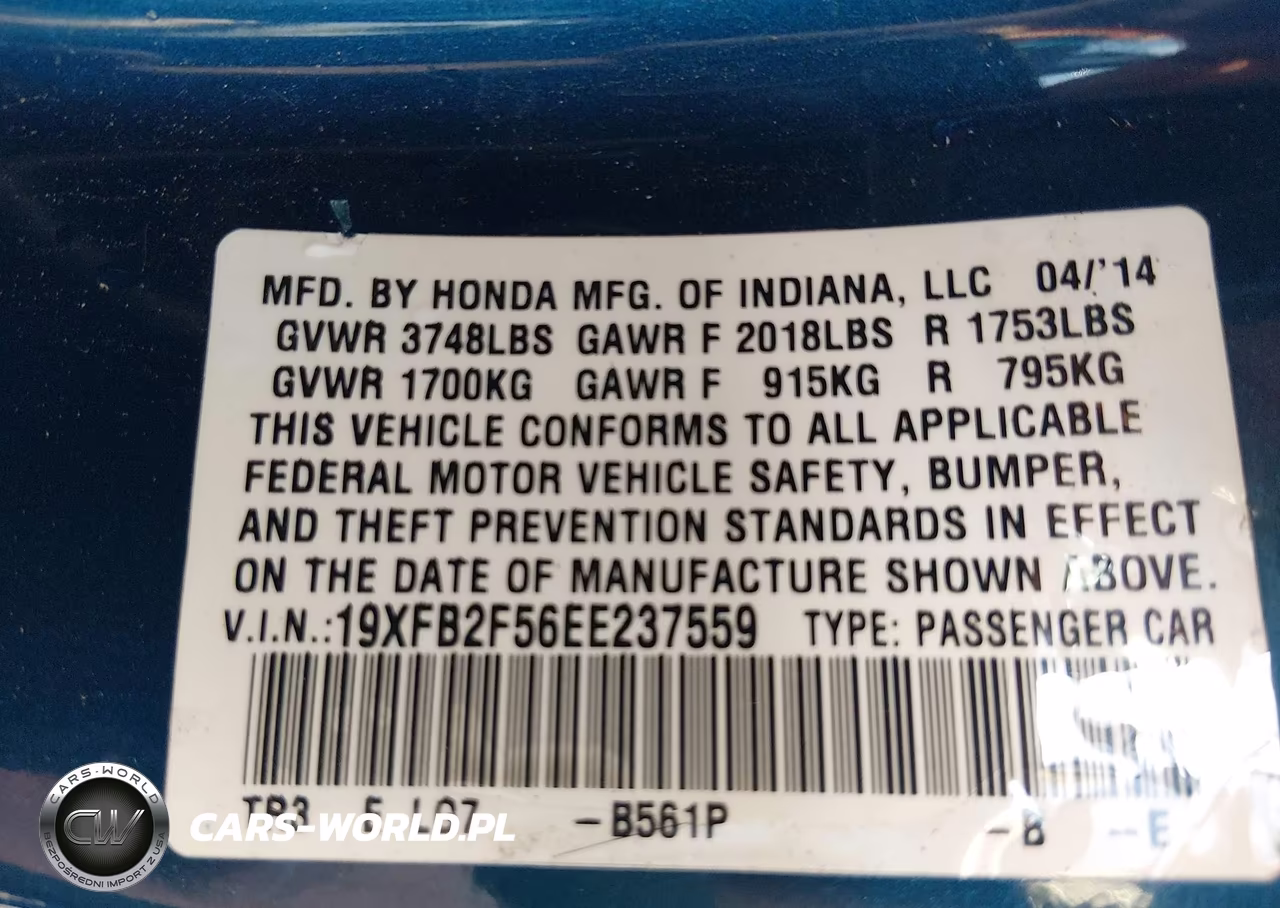 2014 Honda Civic Lx VIN:19XFB2F56EE237559 - 9