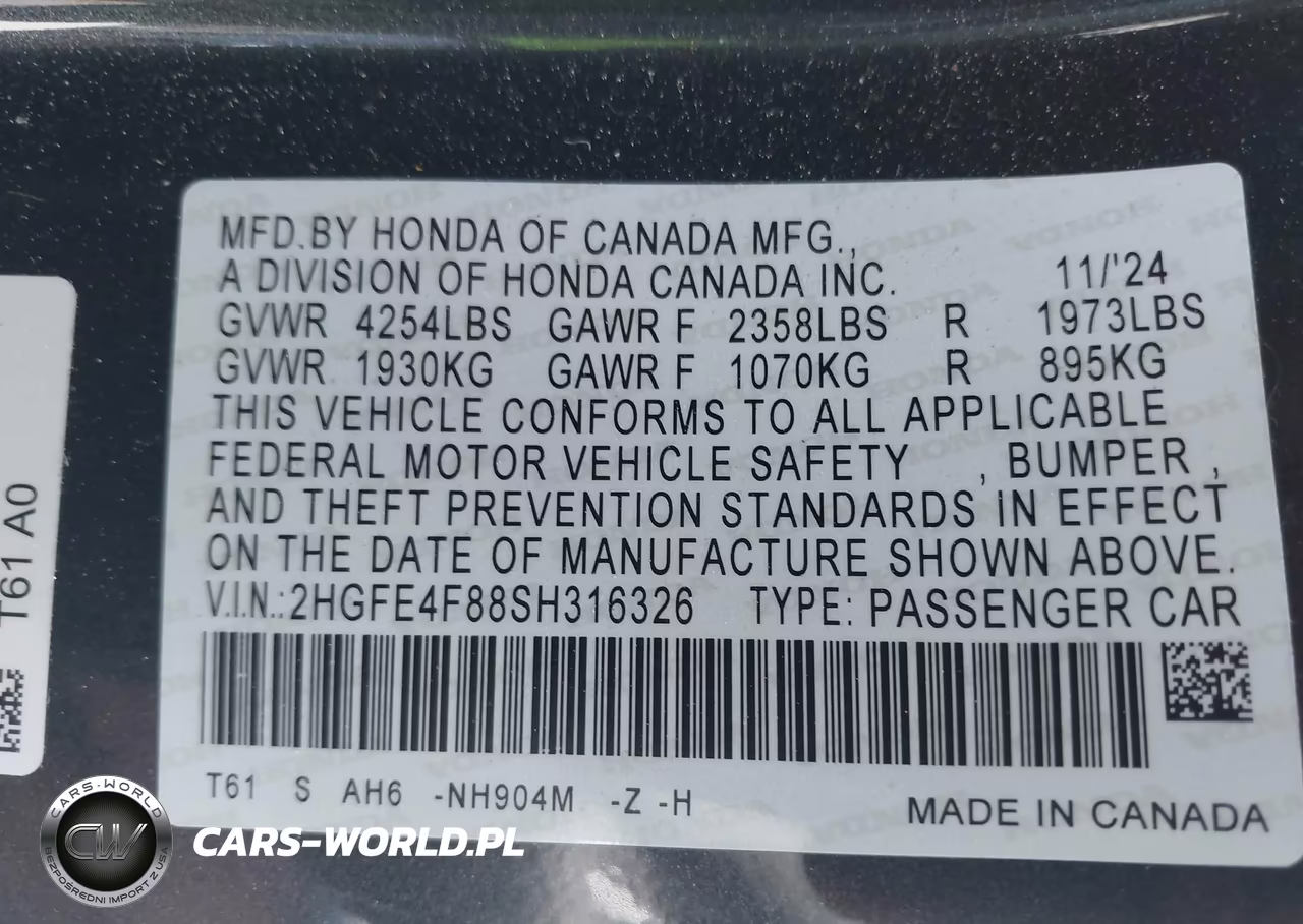 2025 Honda Civic Hybrid Sport-Sport Touring VIN:2HGFE4F88SH316326 - 9