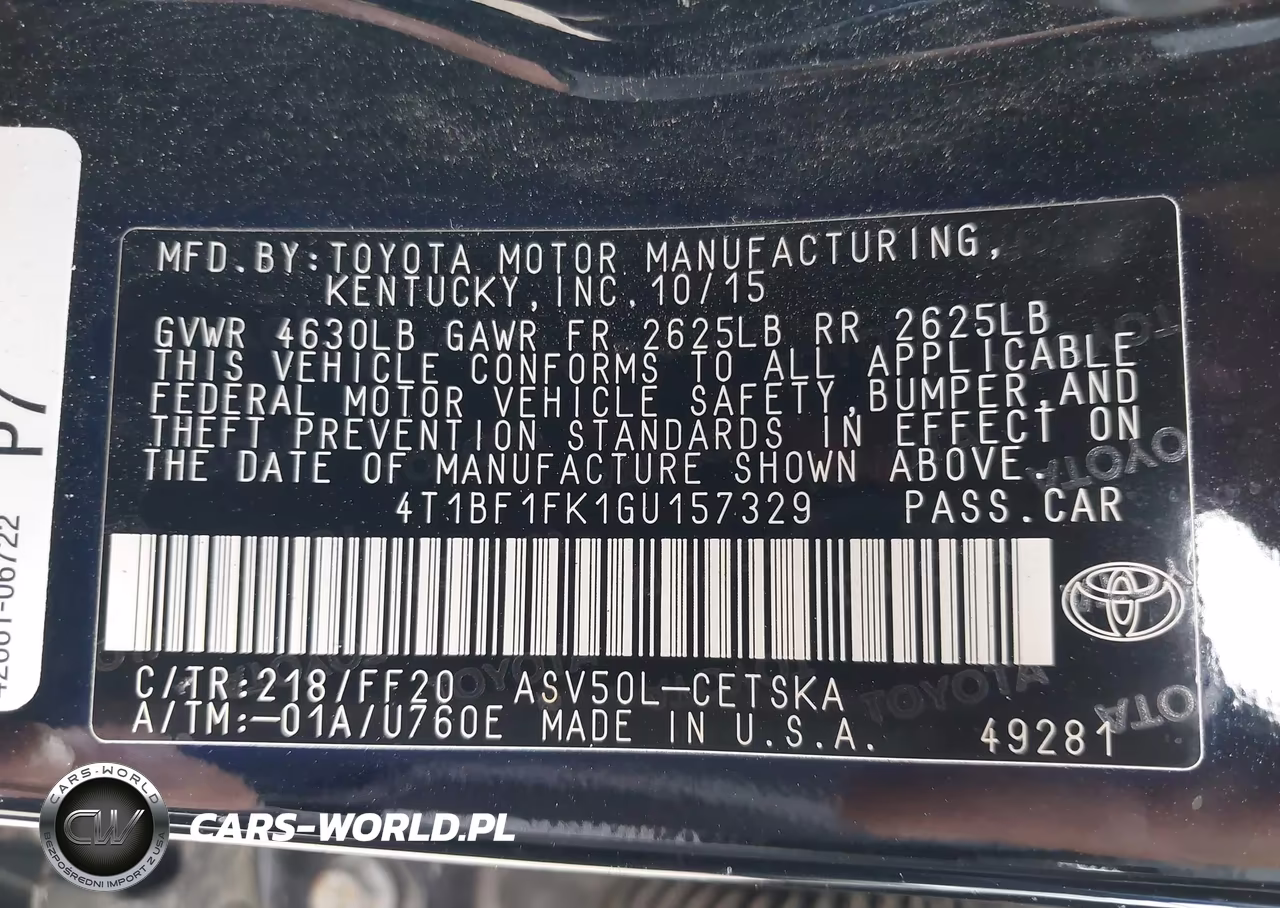 2016 Toyota Camry Se VIN:4T1BF1FK1GU157329 - 9