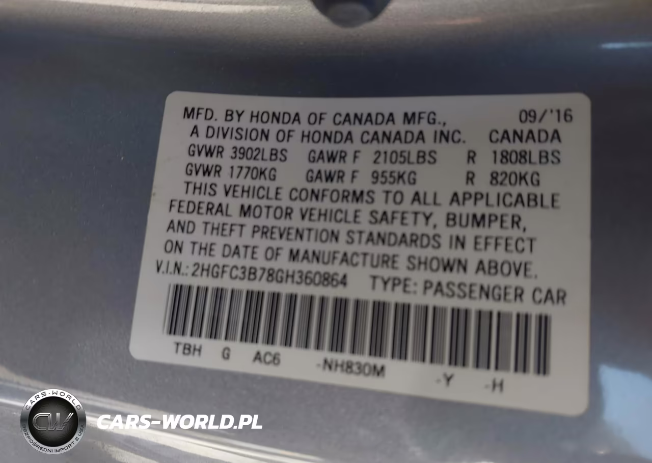 2016 Honda Civic Ex-L VIN:2HGFC3B78GH360864 - 9