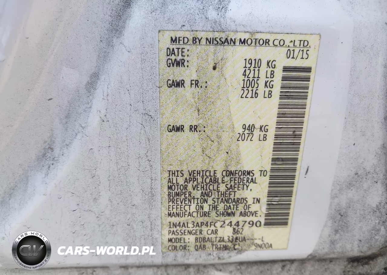 2015 Nissan Altima 2.5 Sl VIN:1N4AL3AP4FC244790 - 9