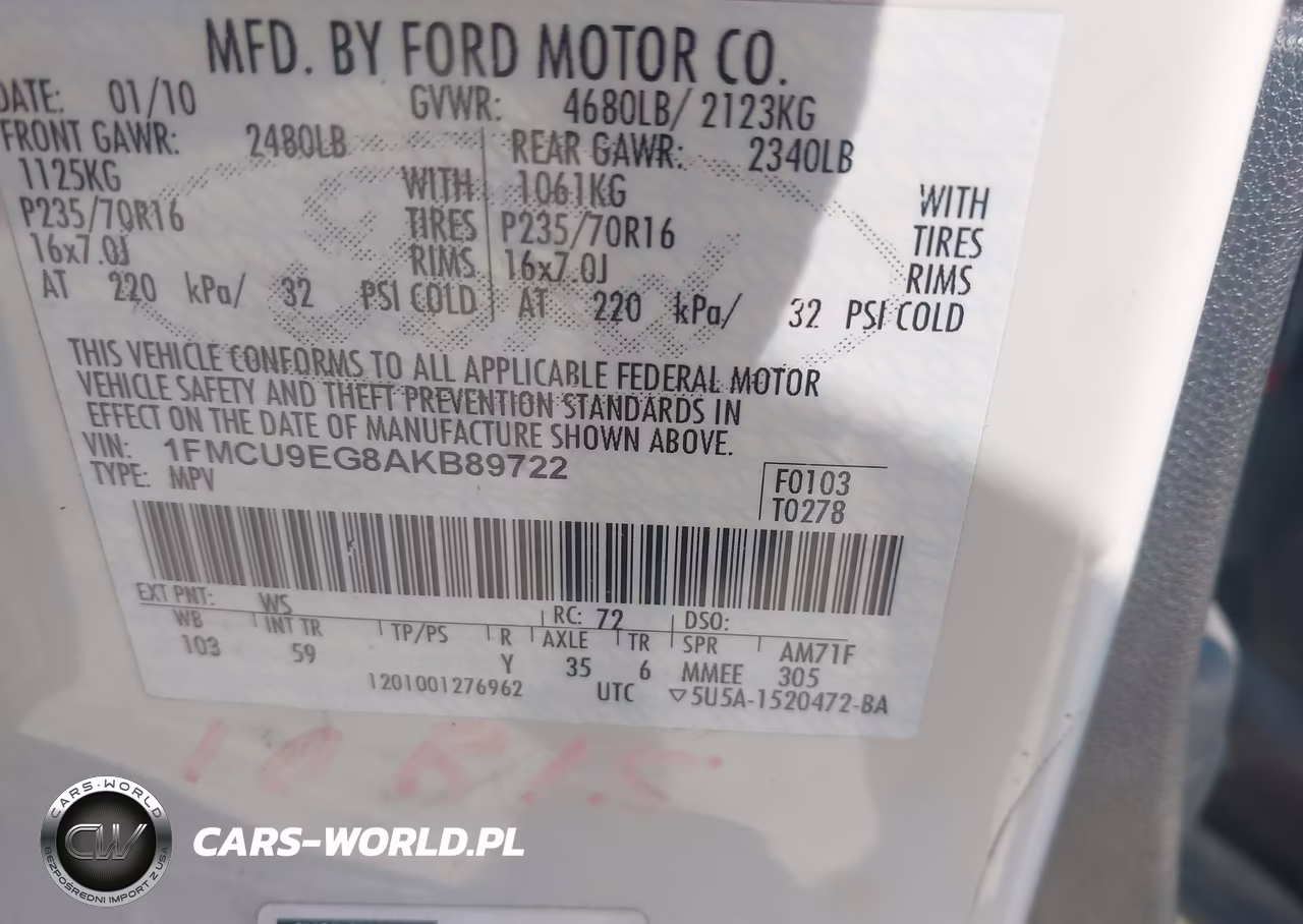 2010 Ford Escape Limited VIN:1FMCU9EG8AKB89722 - 9