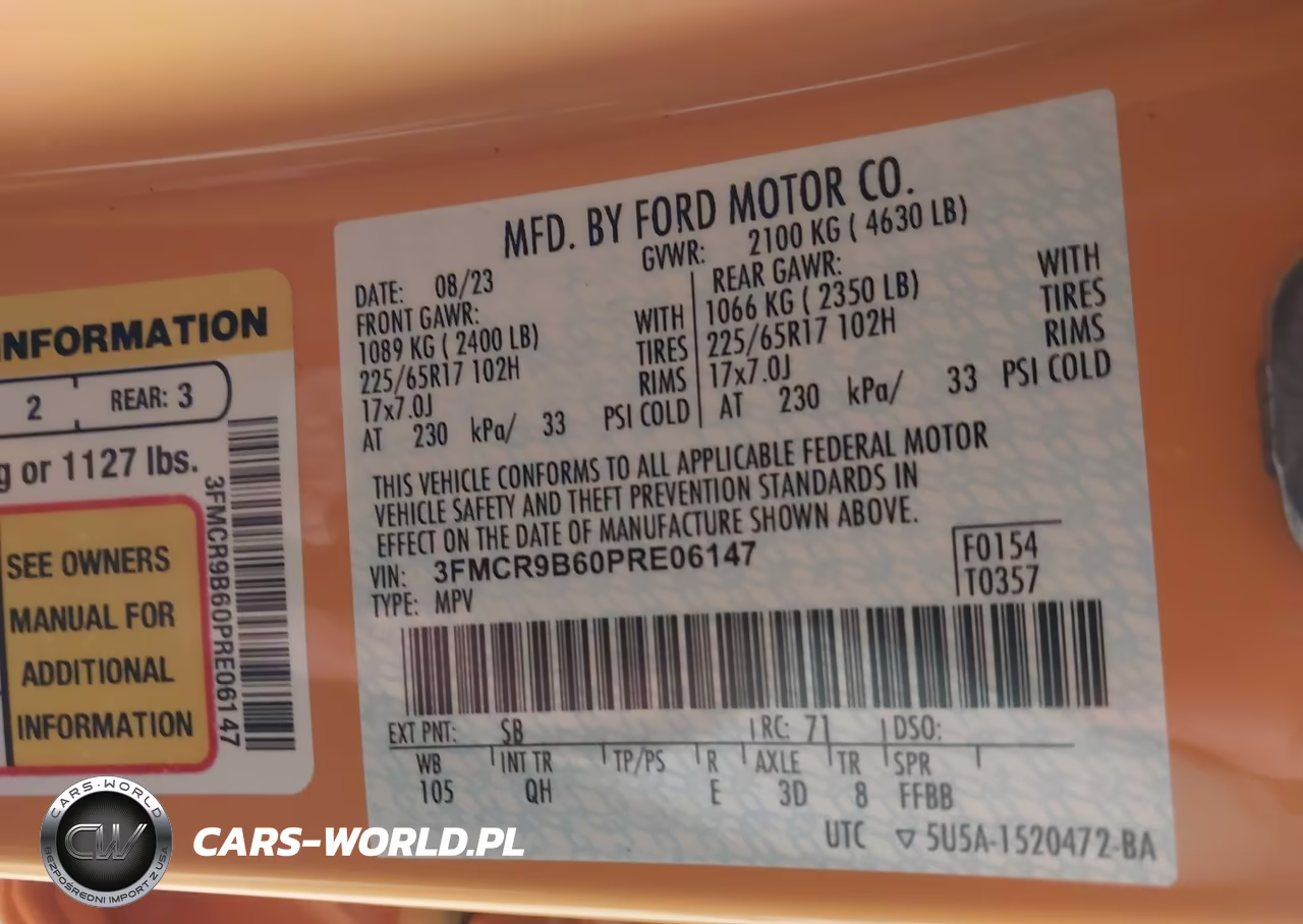 2023 Ford Bronco Sport Big Bend VIN:3FMCR9B60PRE06147 - 9
