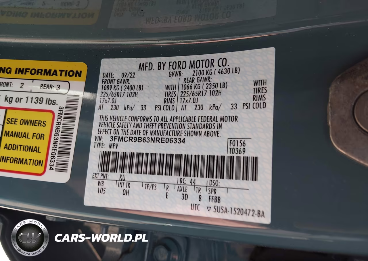 2022 Ford Bronco Sport Big Bend VIN:3FMCR9B63NRE06334 - 9