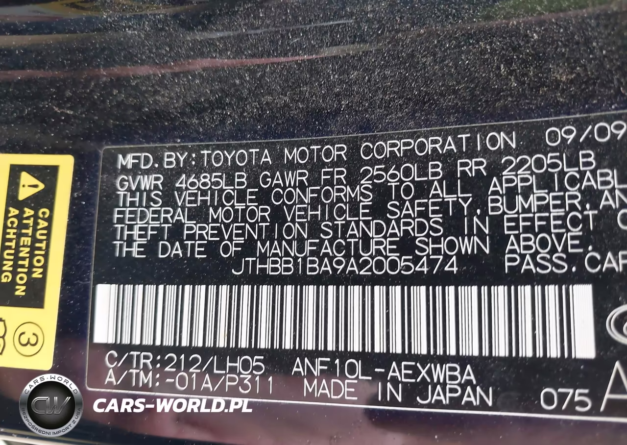 2010 Lexus Hs 250H Premium VIN:JTHBB1BA9A2005474 - 9