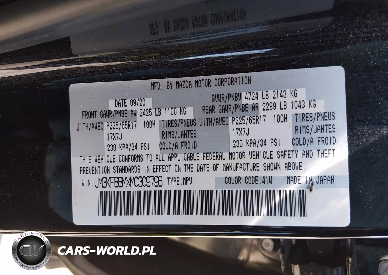 2021 Mazda Cx-5 Sport VIN:JM3KFBBMXM0309796 - 9