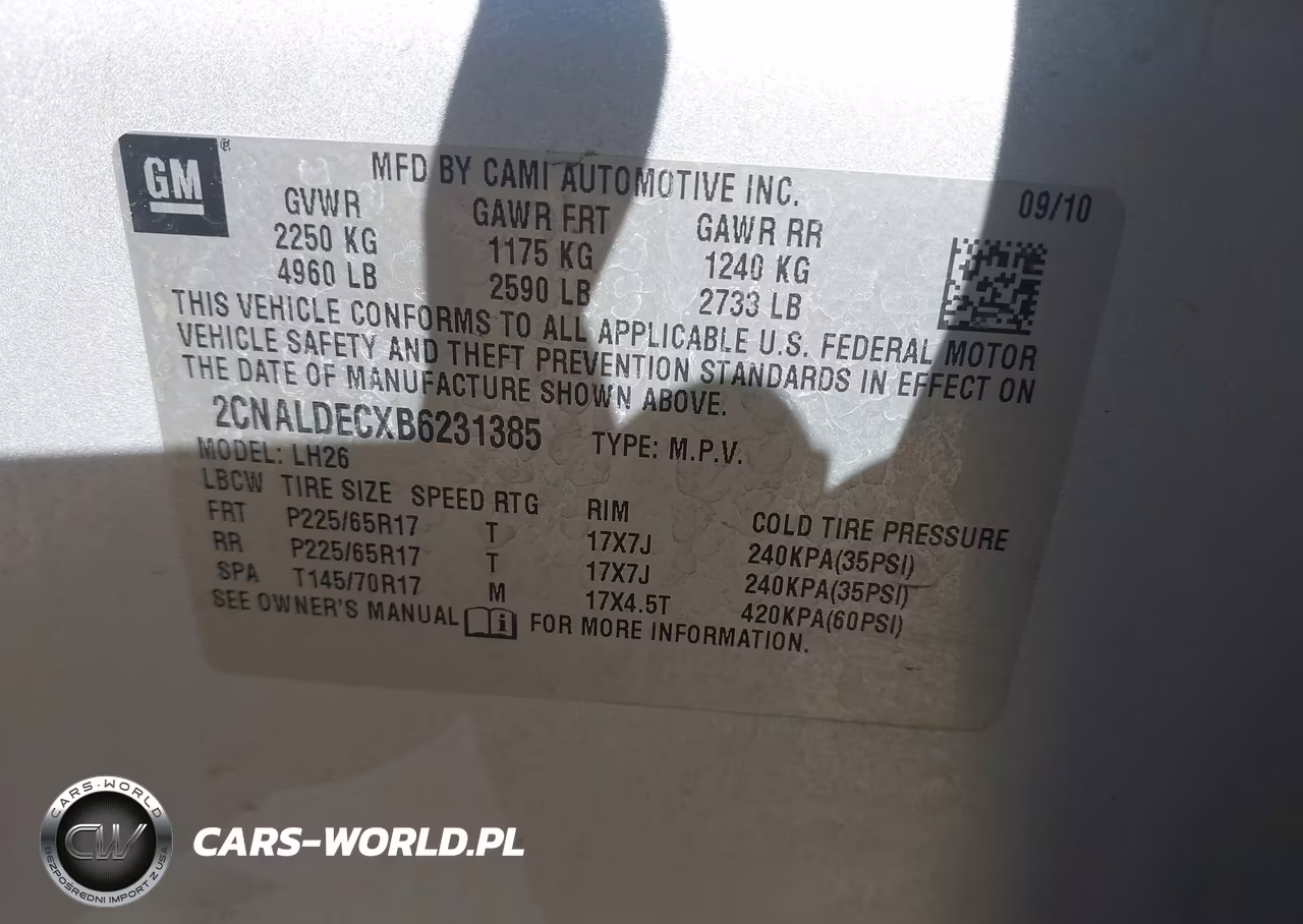2011 Chevrolet Equinox 1Lt VIN:2CNALDECXB6231385 - 9