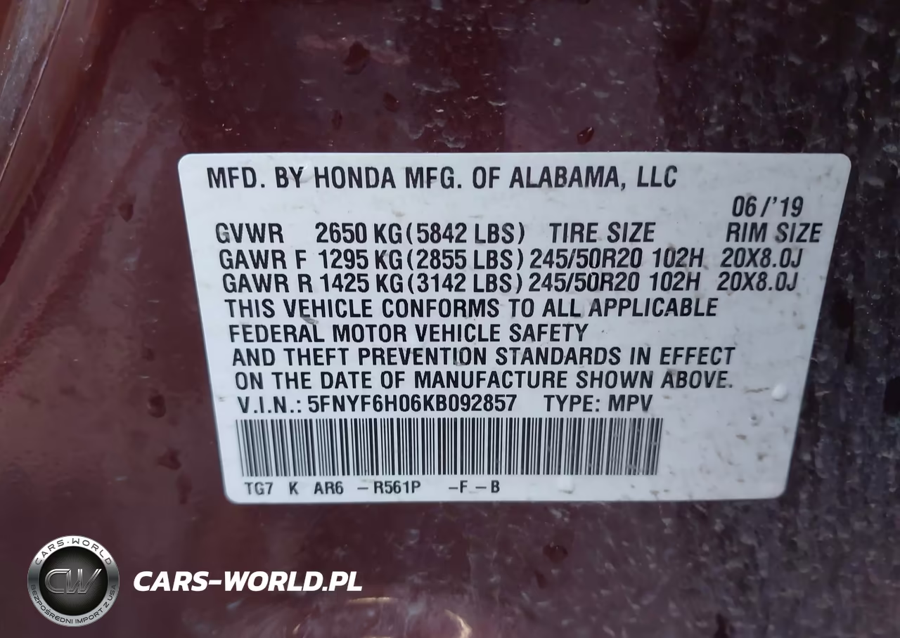 2019 Honda Pilot Elite VIN:5FNYF6H06KB092857 - 9