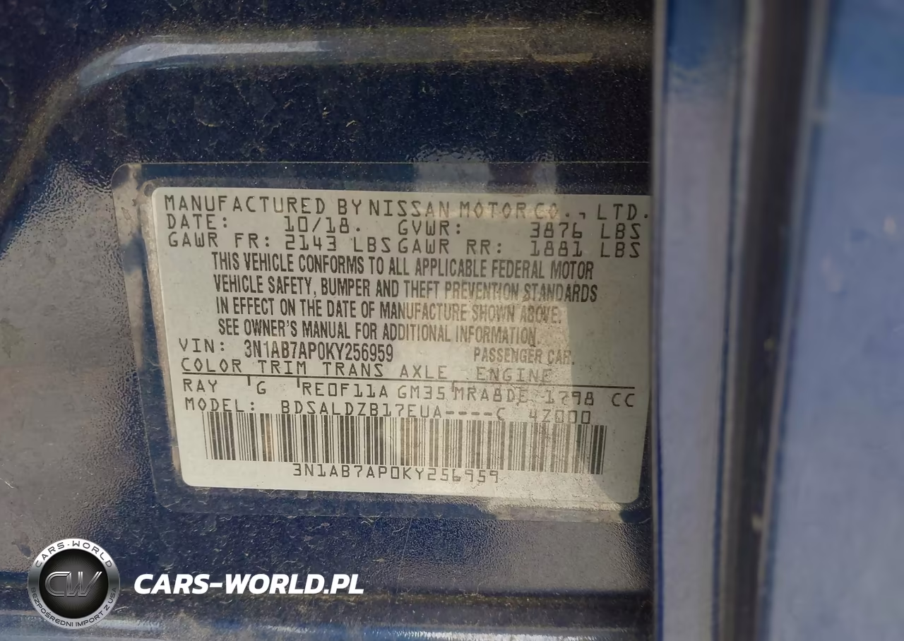 2019 Nissan Sentra Sv VIN:3N1AB7AP0KY256959 - 9