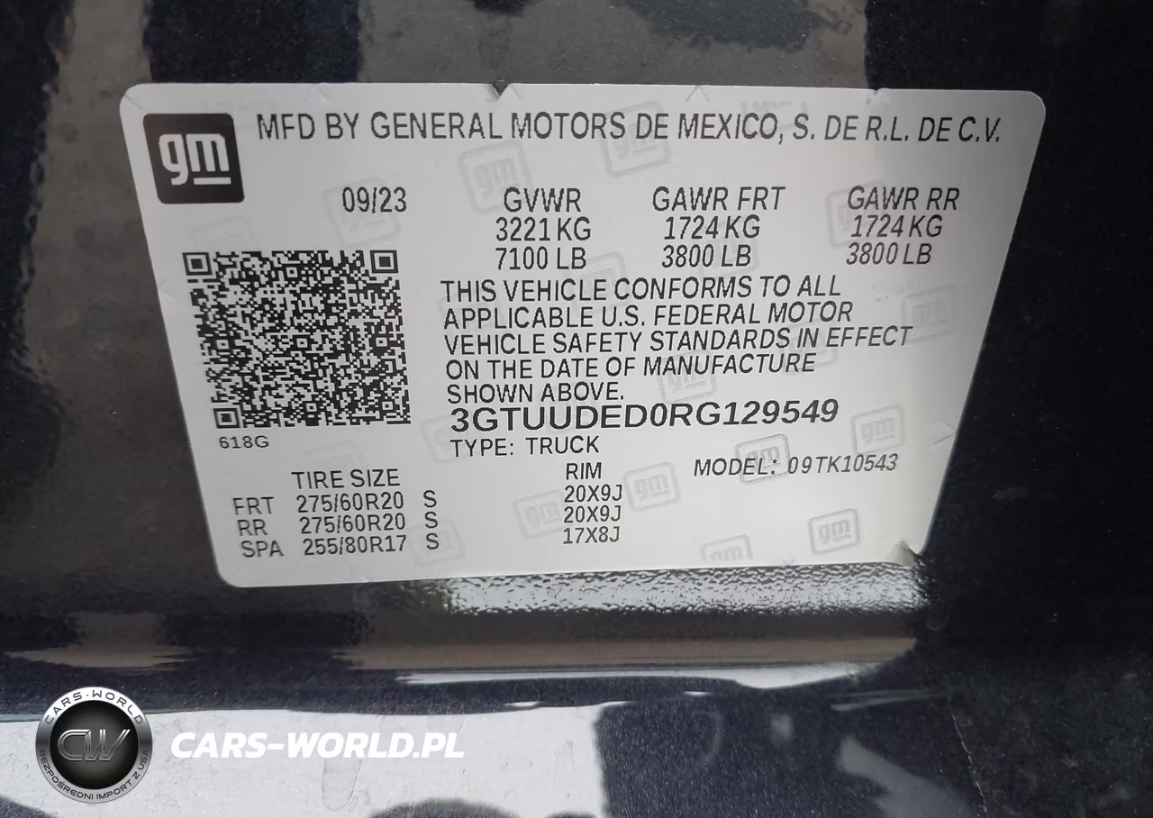 2024 GMC Sierra 1500 4Wd Short Box Slt VIN:3GTUUDED0RG129549 - 9