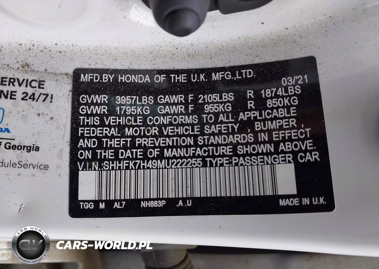 2021 Honda Civic Sport VIN:SHHFK7H49MU222255 - 9