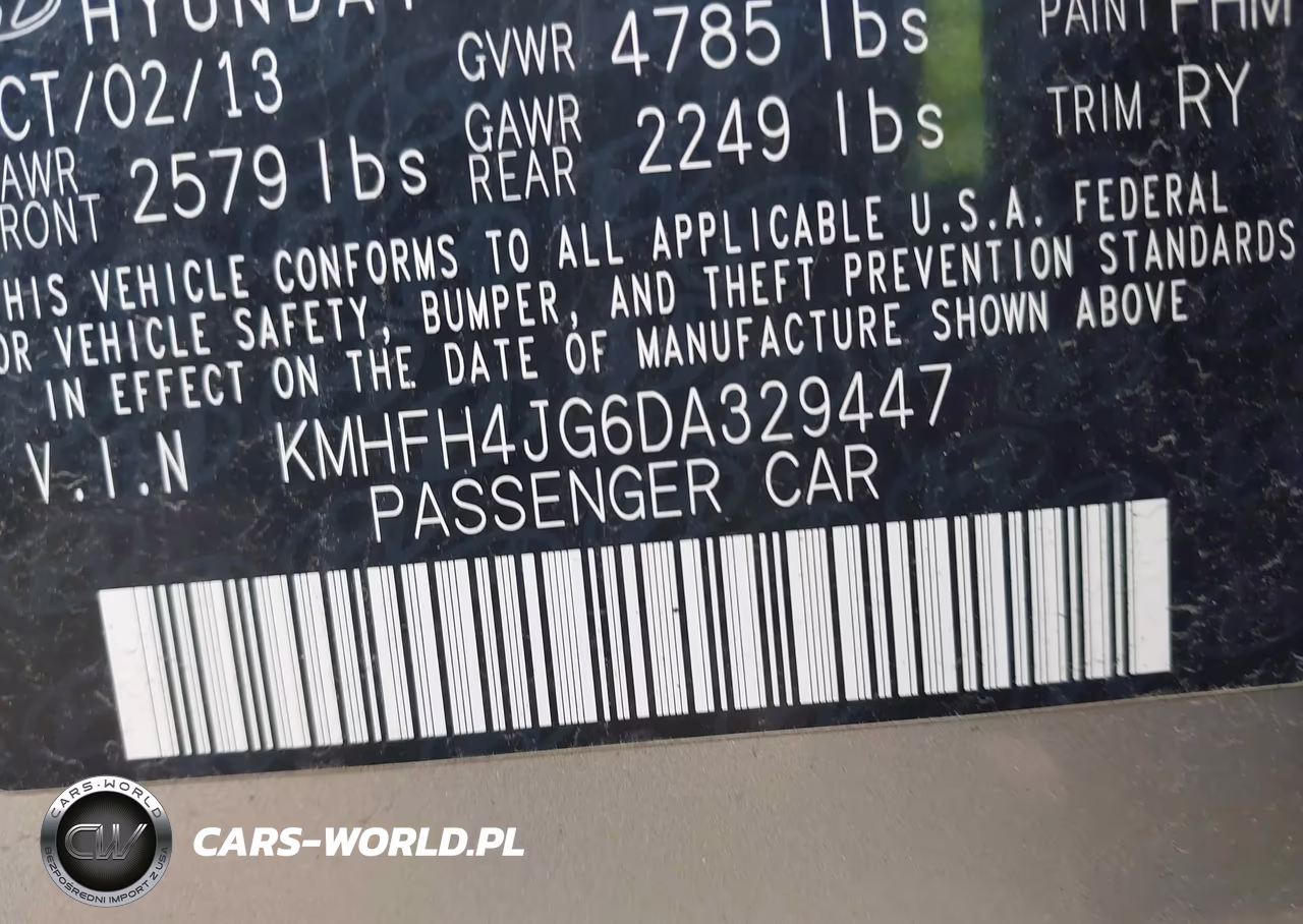 2013 Hyundai Azera VIN:KMHFH4JG6DA329447 - 9