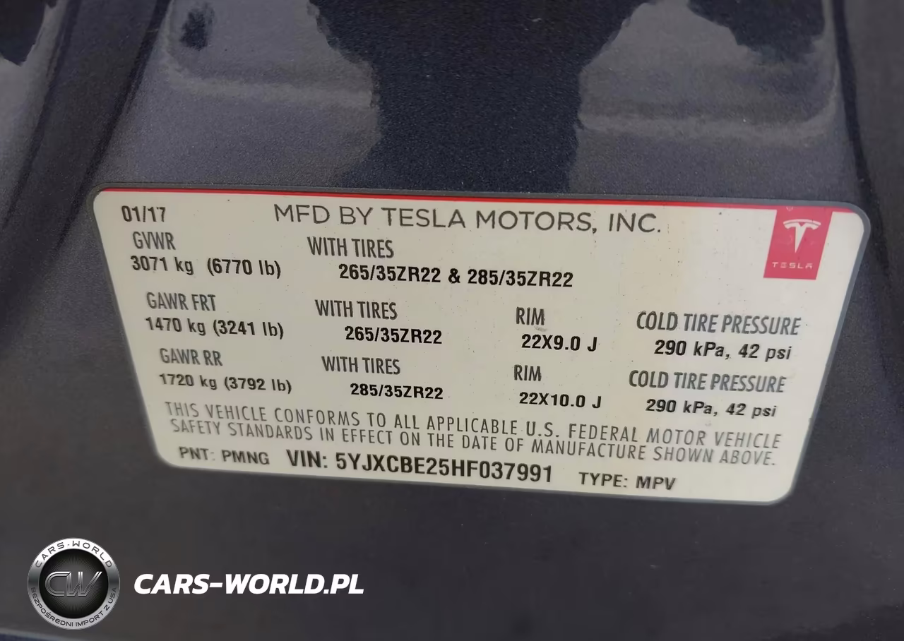 2017 Tesla Model X 100D-75D-90D VIN:5YJXCBE25HF037991 - 9