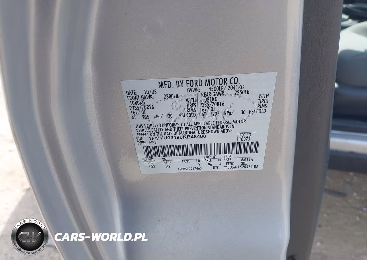 2006 Ford Escape Xlt-Xlt Sport VIN:1FMYU03196KB48488 - 9
