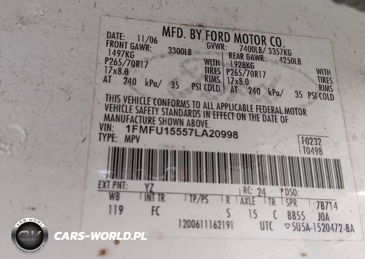 2007 Ford Expedition Xlt VIN:1FMFU15557LA20998 - 9