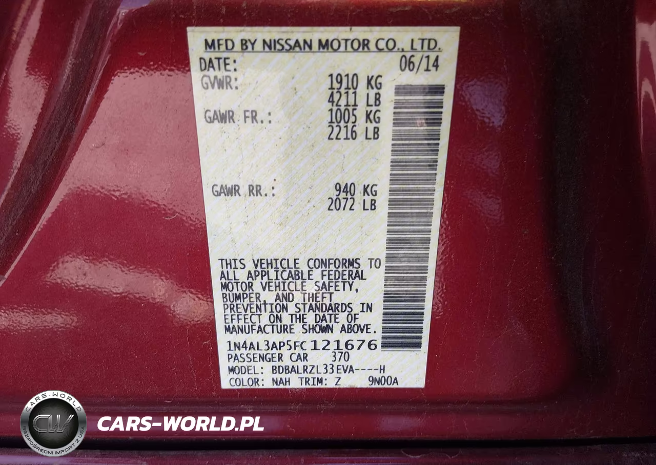 2015 Nissan Altima 2.5 Sl VIN:1N4AL3AP5FC121676 - 9