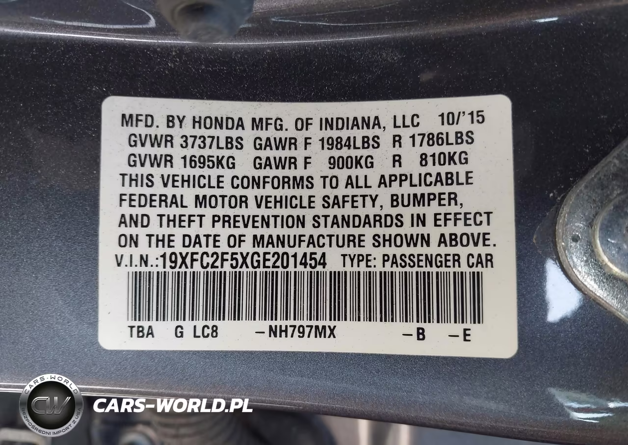 2016 Honda Civic Lx VIN:19XFC2F5XGE201454 - 9