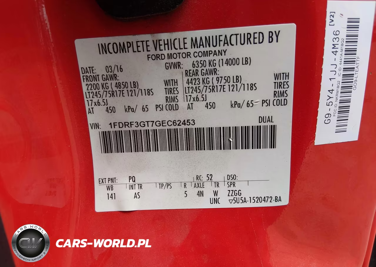 2016 Ford F-350 Chassis Xl VIN:1FDRF3GT7GEC62453 - 9